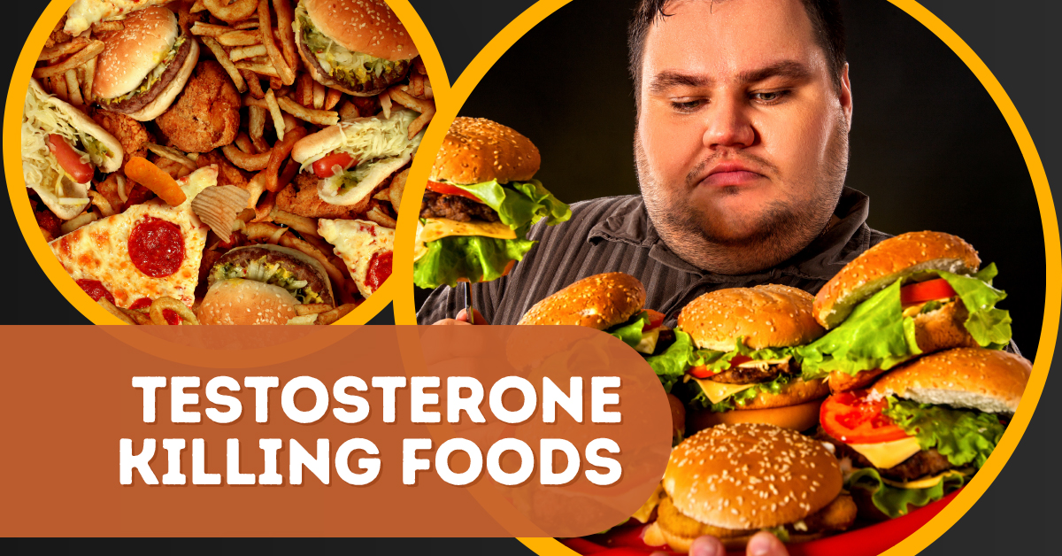 Obese men with hamburgers - testosterone killing foods