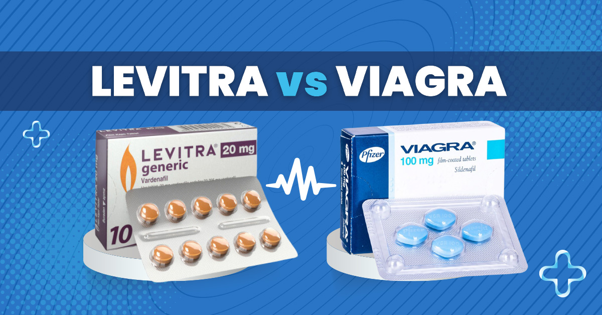 Levitra package standing next to Viagra package